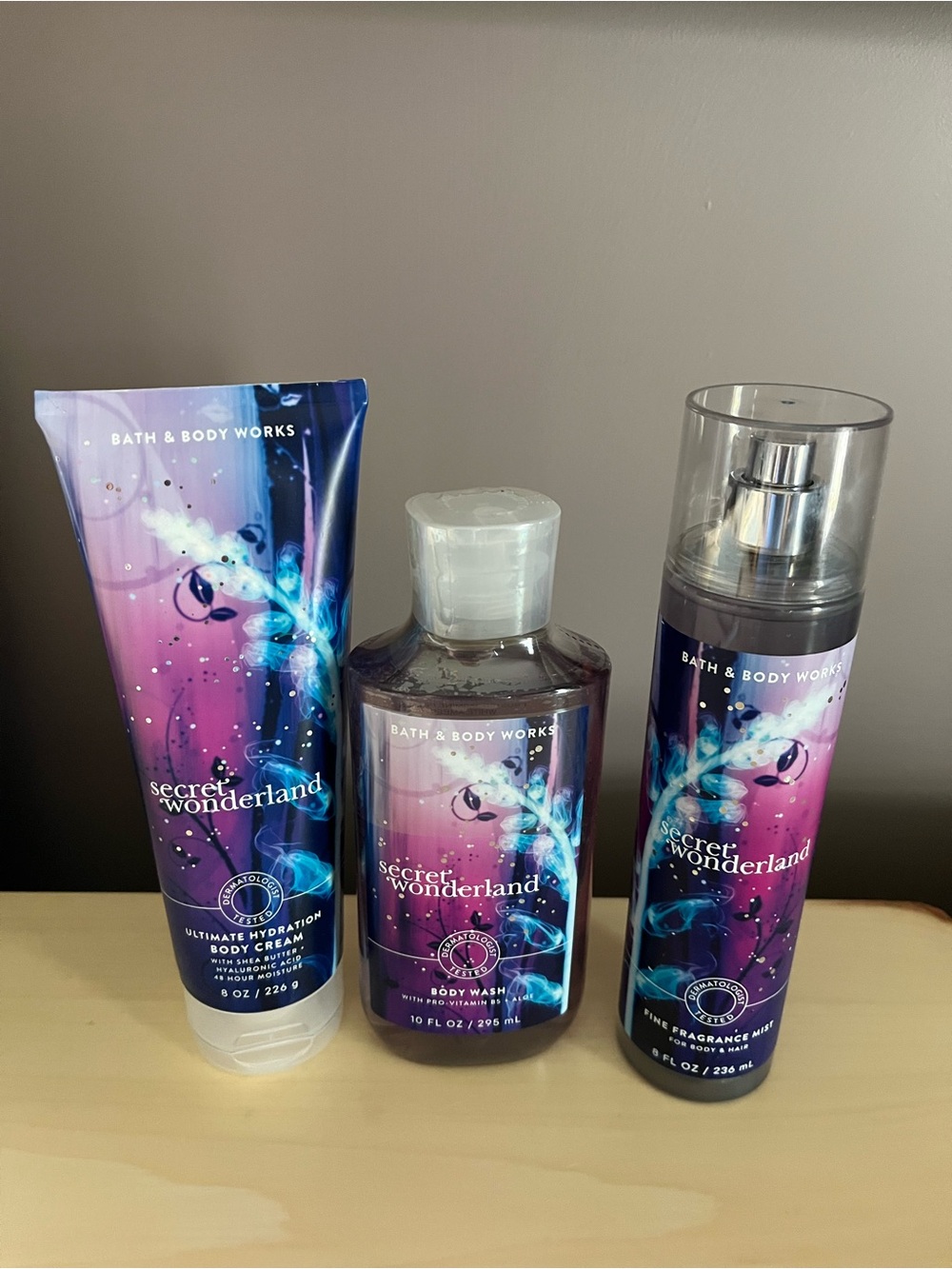 Bath & Body Works Secret Wonderland Body Wash, Fragrance Mist & Body Cream Set